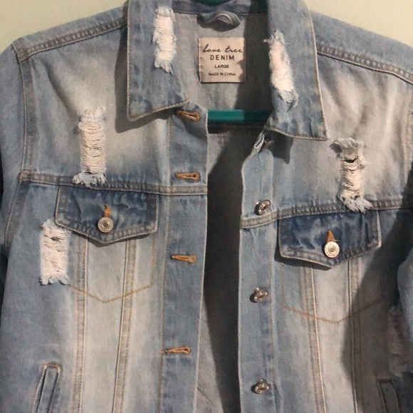 Love Tree Distressed Denim Jean Jacket - Picture 2 of 4